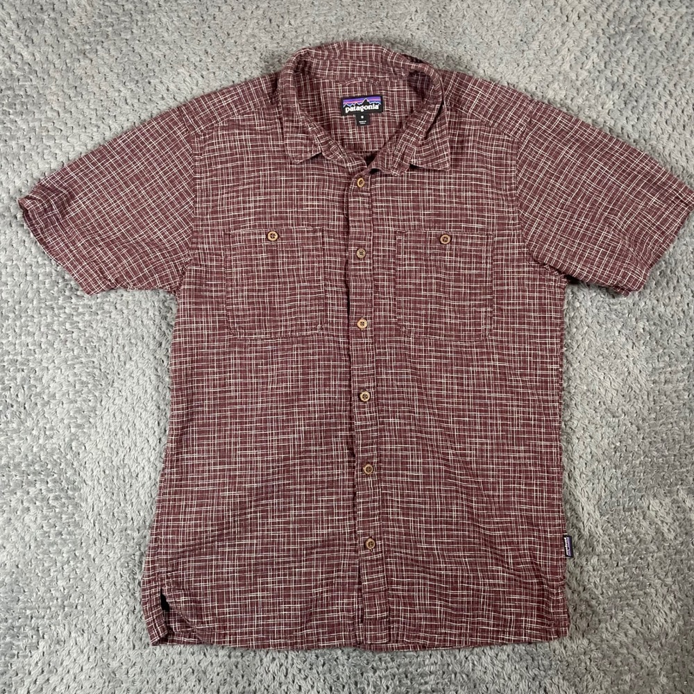 Patagonia Back Step Shirt Men's medium Hemp Organic Cotton Short Sleeve Hiking - Picture 4 of 10